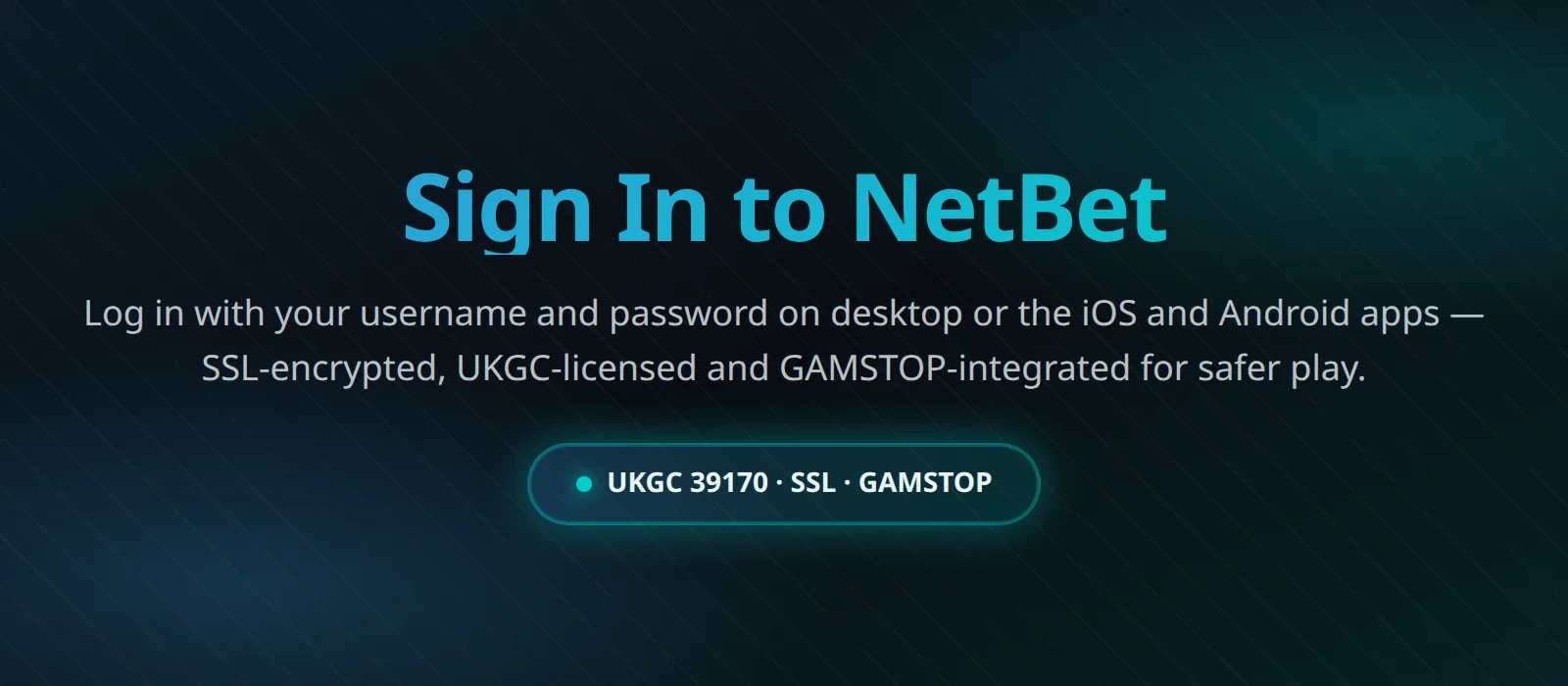 NetBet Casino UK login page on desktop and mobile