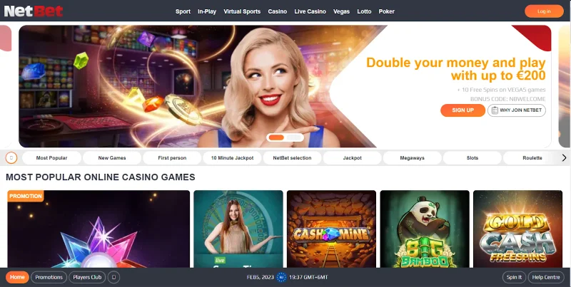 Netbet Casino welcome bonus interface